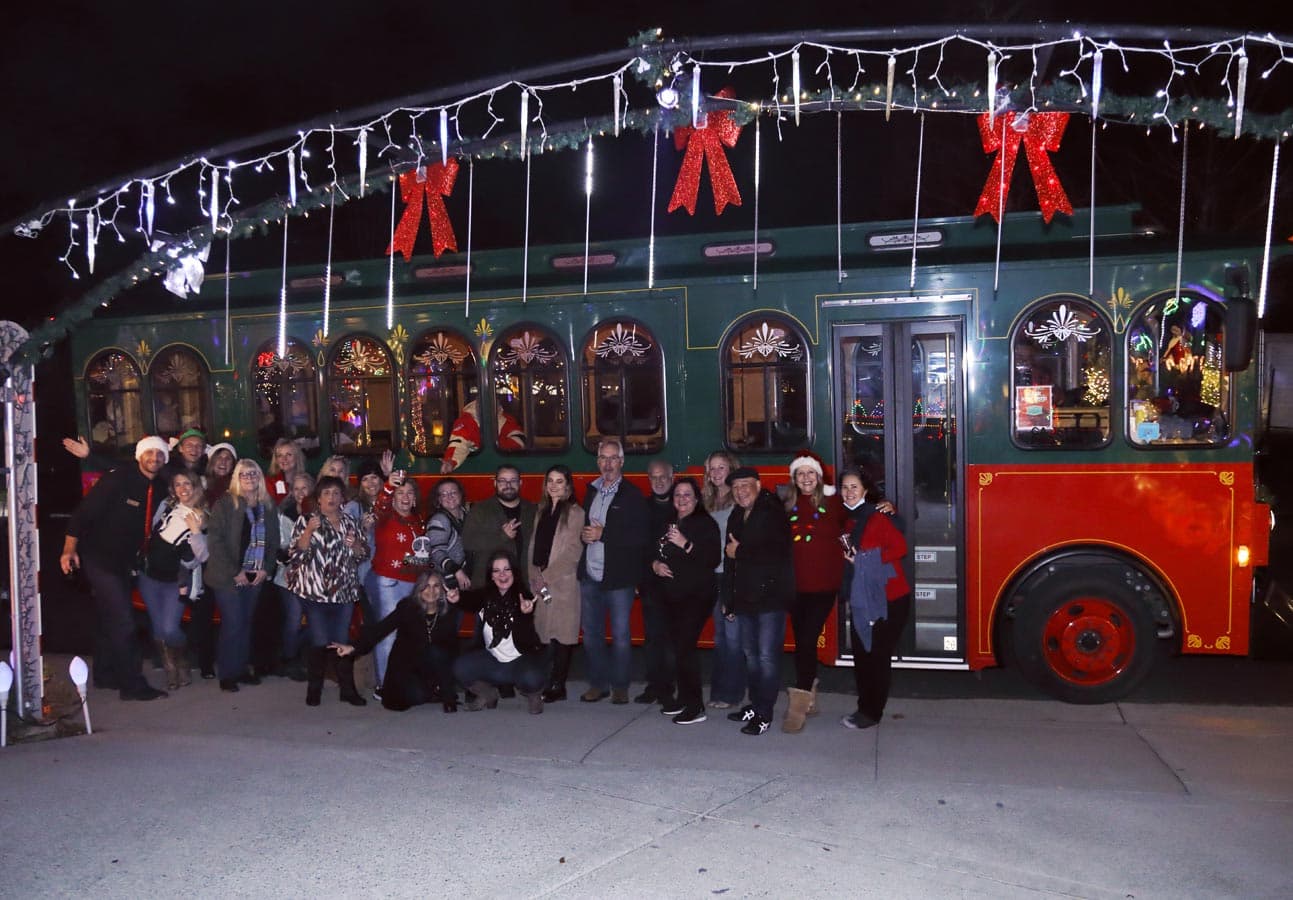 First-time guests enjoying their ride and boarding the Livermore Wine Trolley